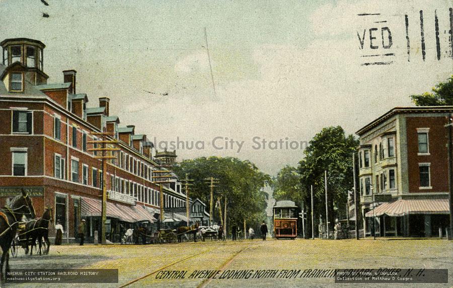 Postcard: Central Avenue Looking North from Franklin Square, Dover, New Hampshire